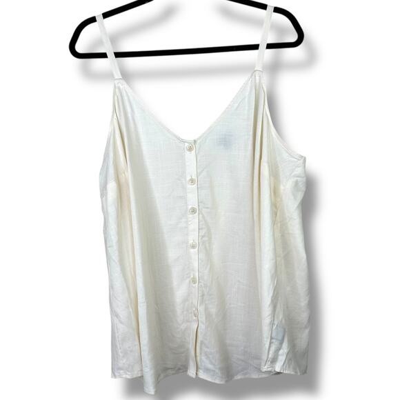 Torrid NWOT Sophie Cream Linen Button Down V-Neck Tank Top Swing Cami Size 1 - Picture 1 of 7